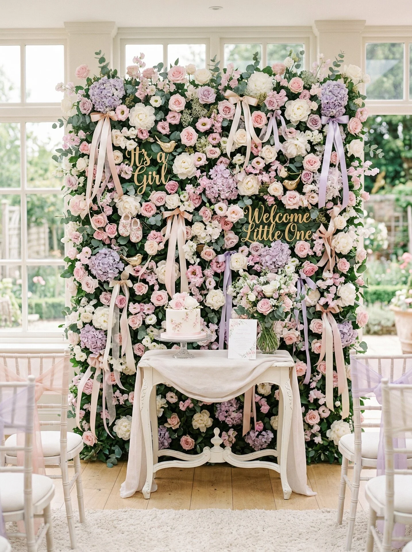 Personalizowana ścianka kwiatowa na baby shower